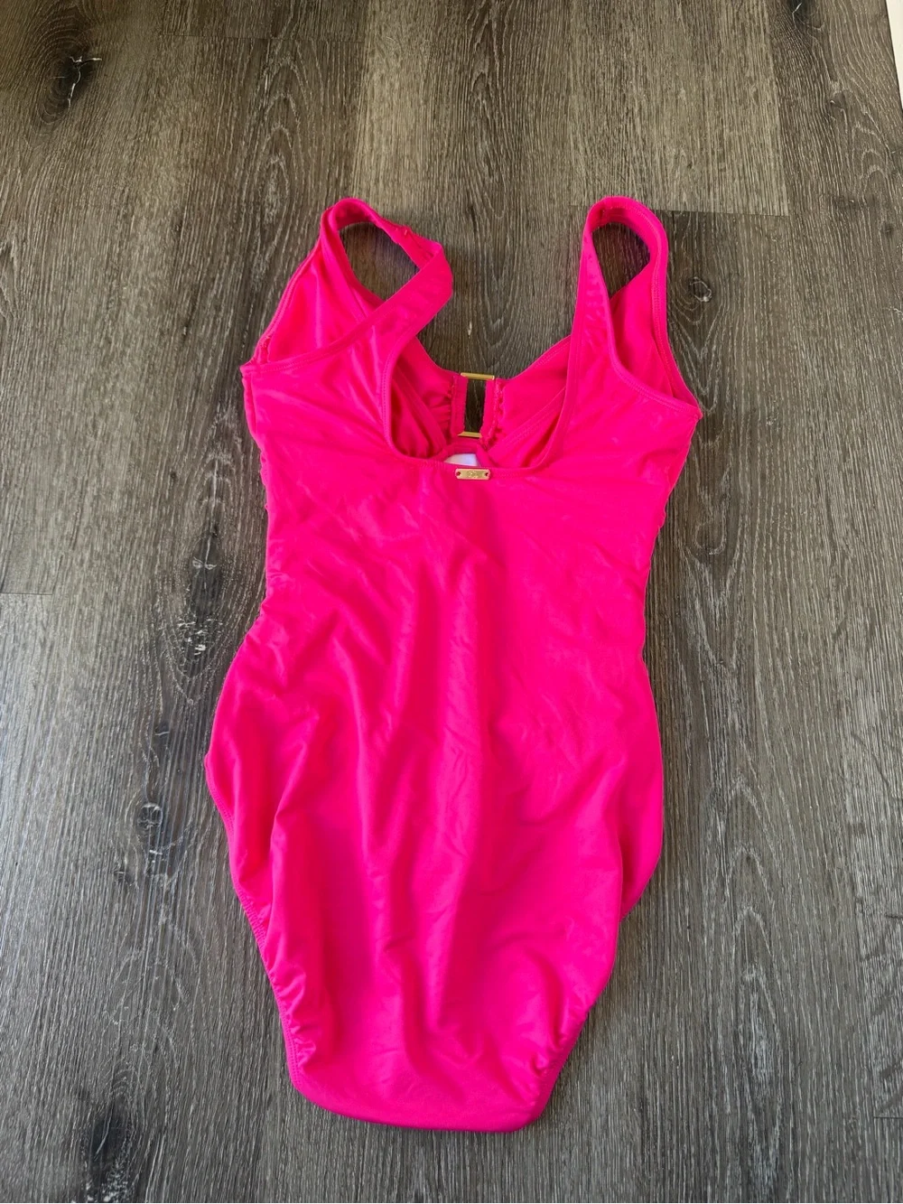 Ralph Lauren Hot Pink V-Neck One-Piece Swimsuit